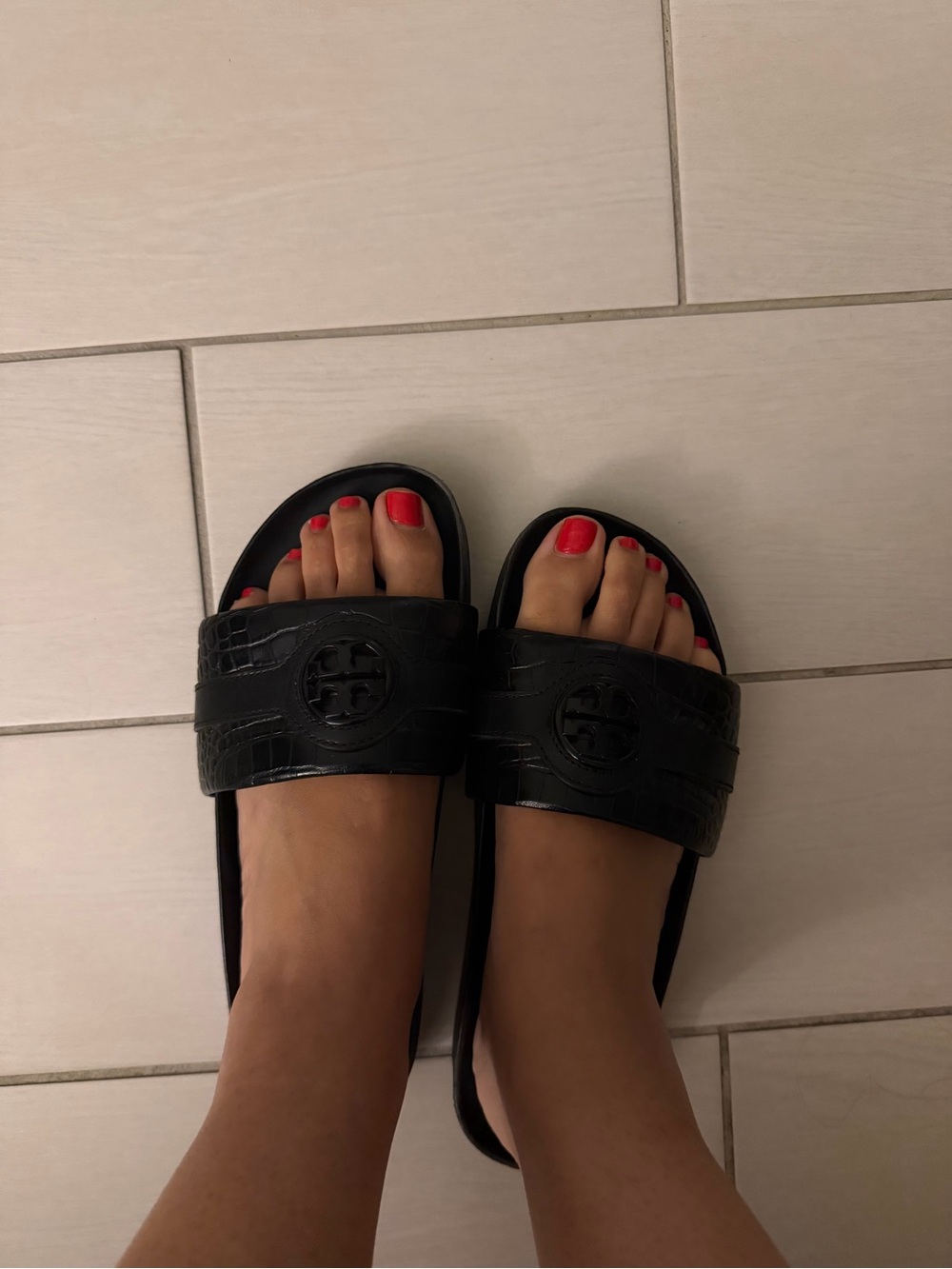 Tory Burch Black Logo Slide Sandals